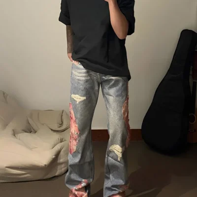 Ancient Continent Wide Leg Ripped Jeans 010