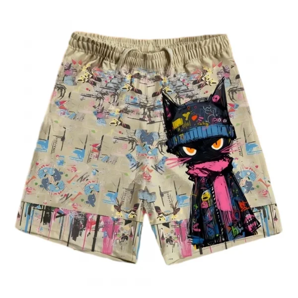 Cool Cat Graffiti Shorts Beige 01