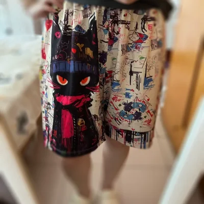 Cool Cat Graffiti Shorts Beige 02