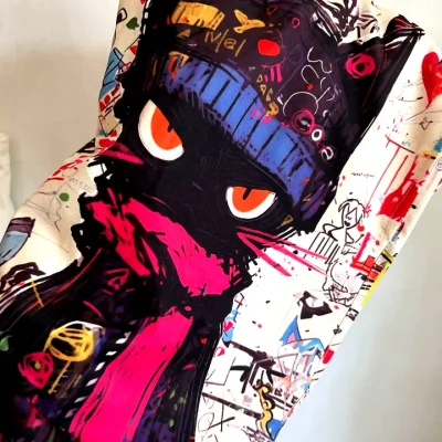 Cool Cat Graffiti Shorts Beige 03