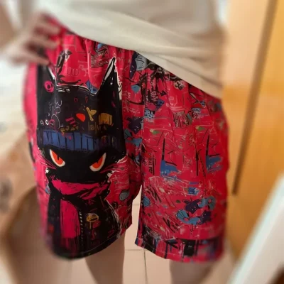 Cool Cat Graffiti Shorts Red 02