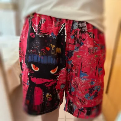 Cool Cat Graffiti Shorts Red 03