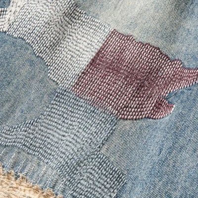 Ripped Repaired Jeans with Paint-Splatter-Style Fabric Patches 06