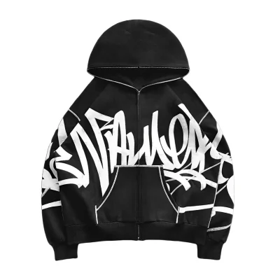 Graffiti Flow Black Zip Up Hoodie 01