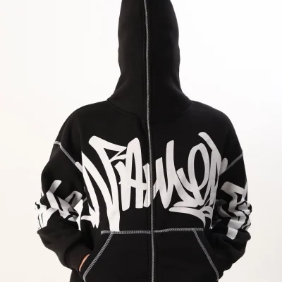Graffiti Flow Black Zip Up Hoodie 02