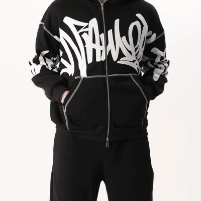 Graffiti Flow Black Zip Up Hoodie 03