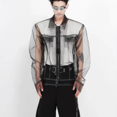 Shadow Veil Organza Mens Streetwear Shirts 01