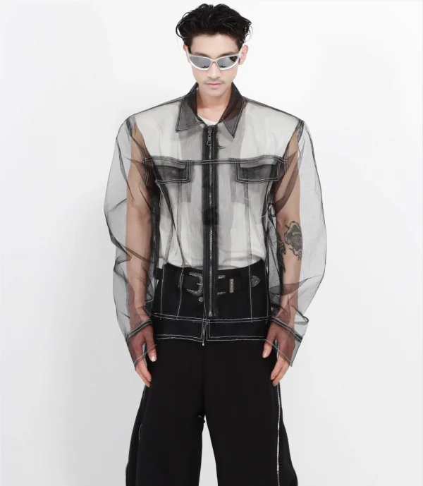 Shadow Veil Organza Mens Streetwear Shirts 01