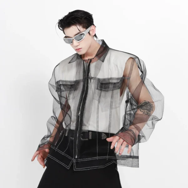 Shadow Veil Organza Mens Streetwear Shirts 05