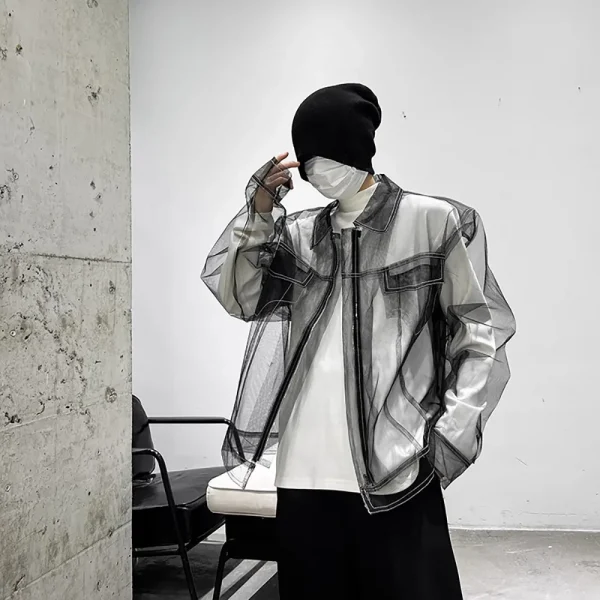 Shadow Veil Organza Mens Streetwear Shirts 06