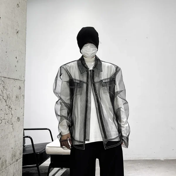 Shadow Veil Organza Mens Streetwear Shirts 07