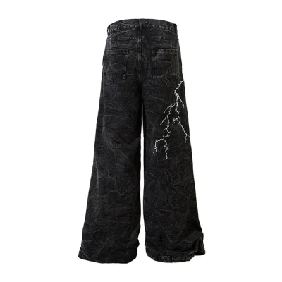 Storm Surge Lightning Black Wide Leg Jeans 02