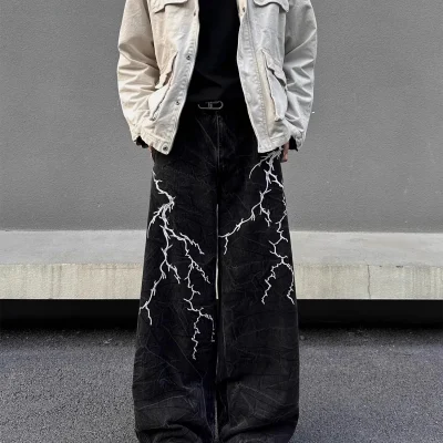 Storm Surge Lightning Black Wide Leg Jeans 03