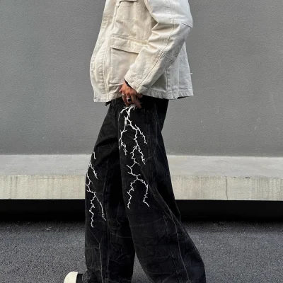 Storm Surge Lightning Black Wide Leg Jeans 05