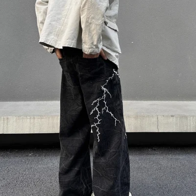 Storm Surge Lightning Black Wide Leg Jeans 06