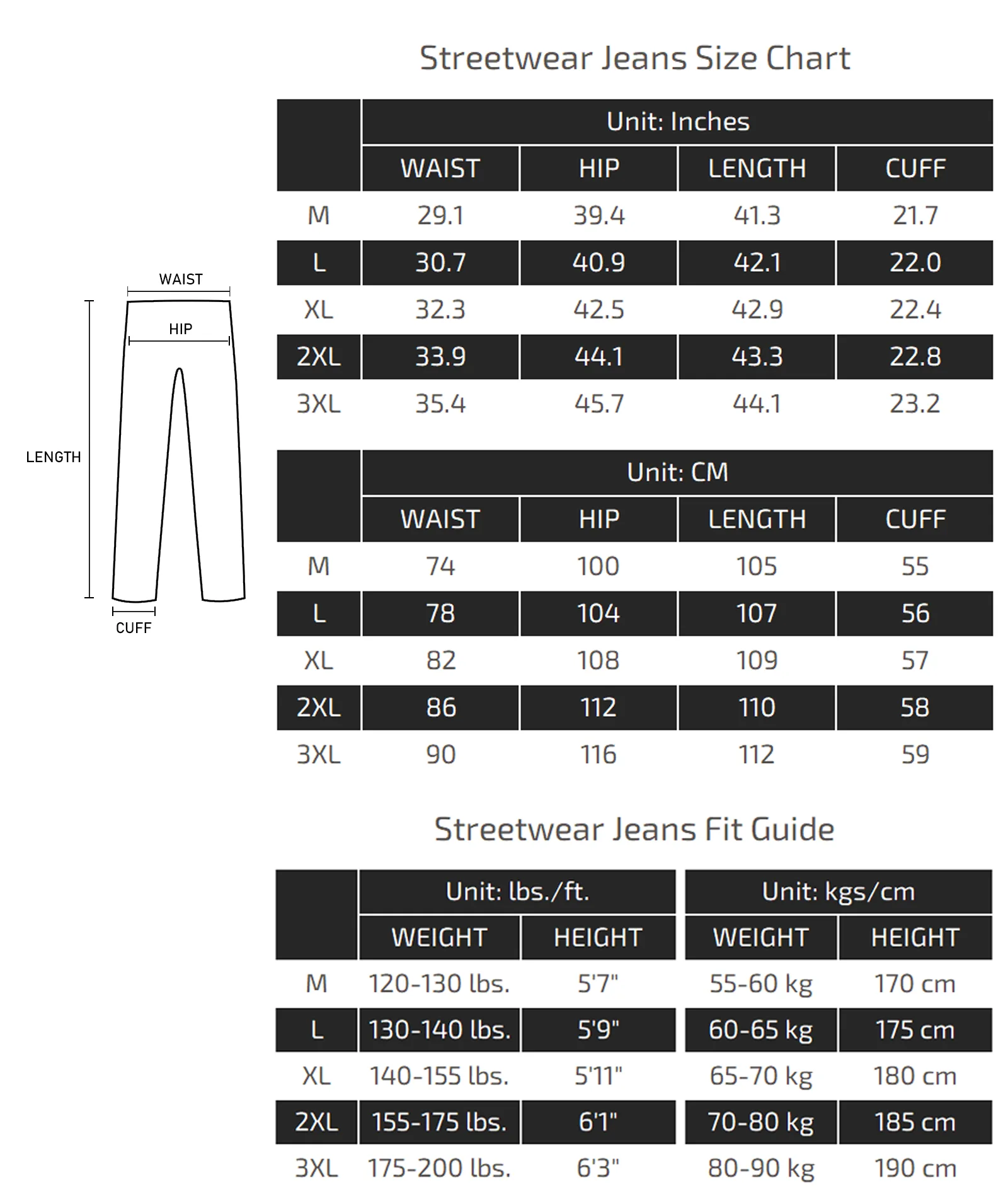 Streetwear Jeans Size Chart 020 width=